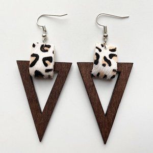 Leopard Print Wood Earrings
